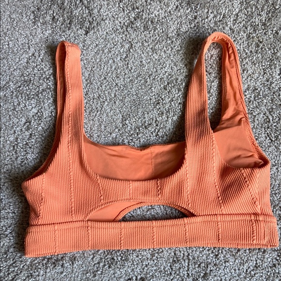 Orange Ribbed Bathing Suit Top - Picture 3 of 4